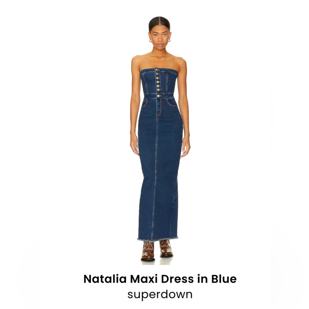 superdown Blue Strapless Maxi Dress